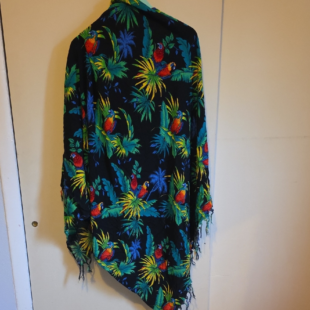 Tropical Parrot Print Scarf 60" By 39"